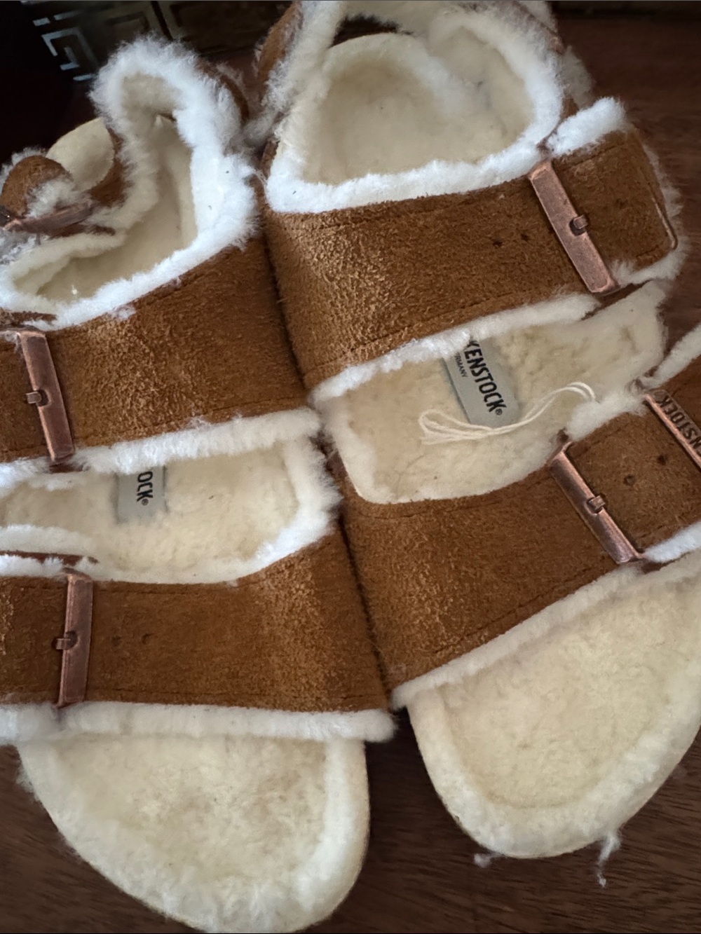 Birkenstock Milano Shearling Suede Sandals in Mink